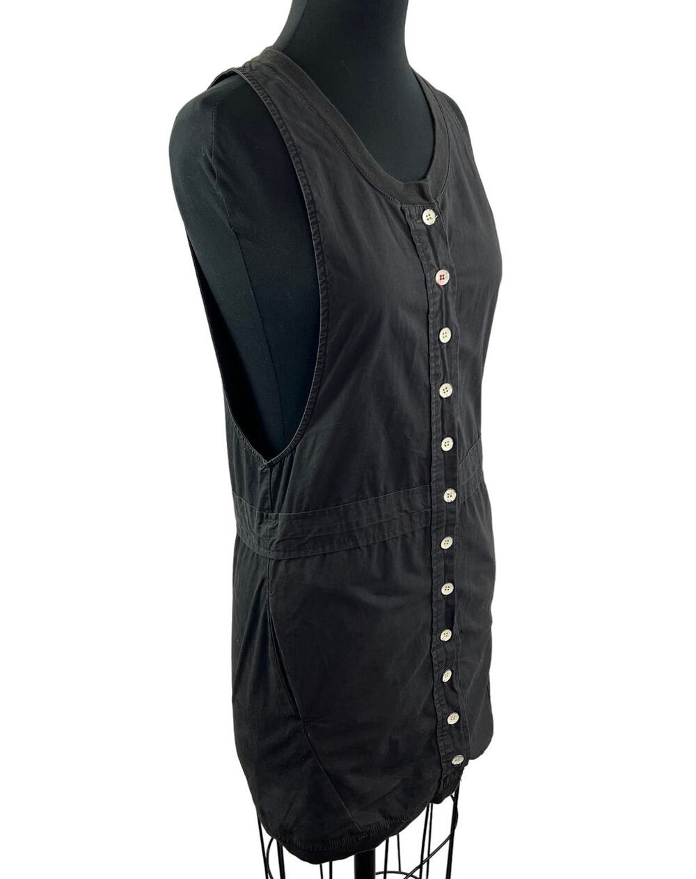 ROGAN for TARGET Black Organic Cotton Sleeveless Button Down Sheath Dress Sz XS